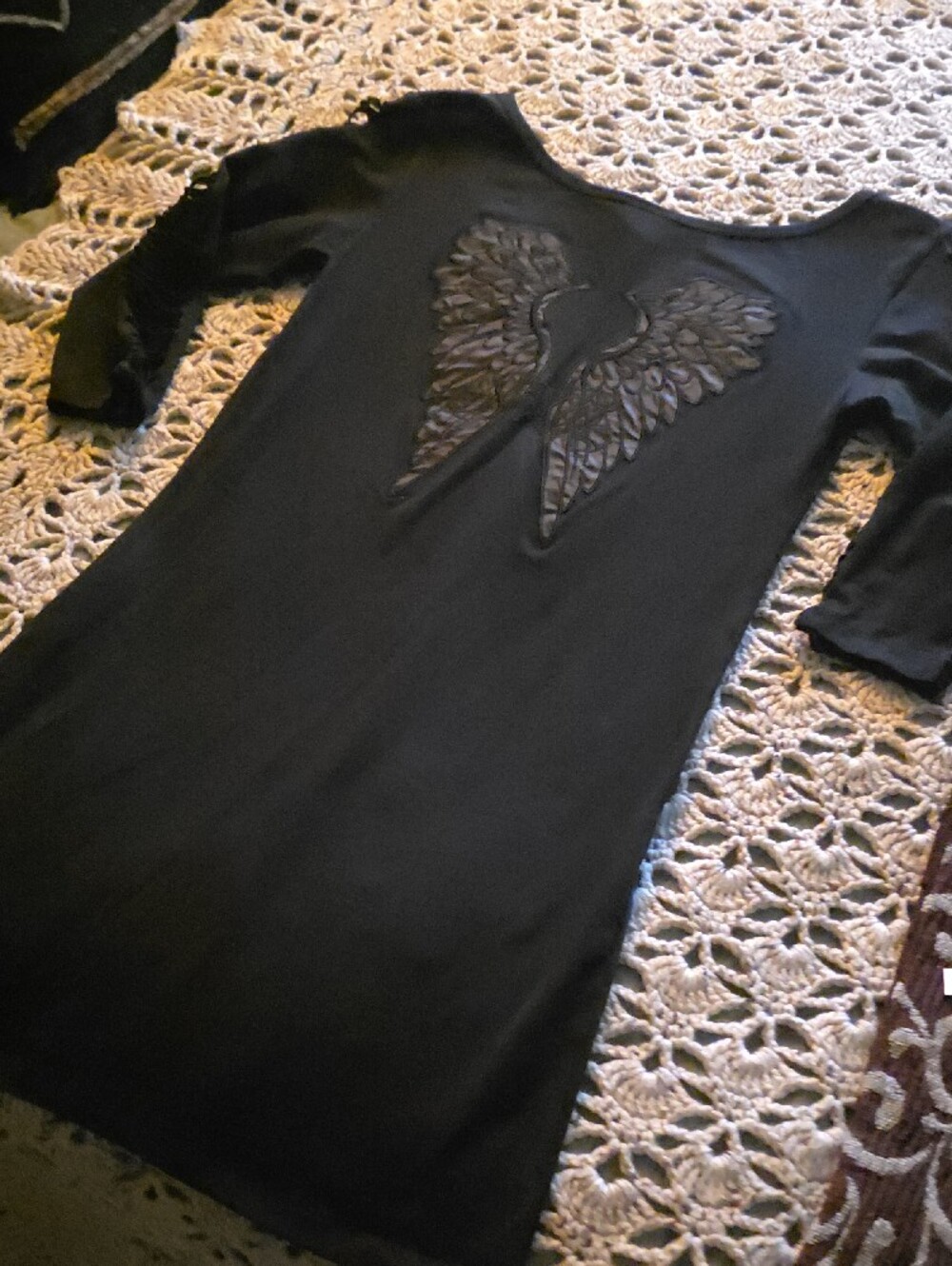 Women’s So Cal Black Long Sleeve Scoop Neck Top with Wings On Back